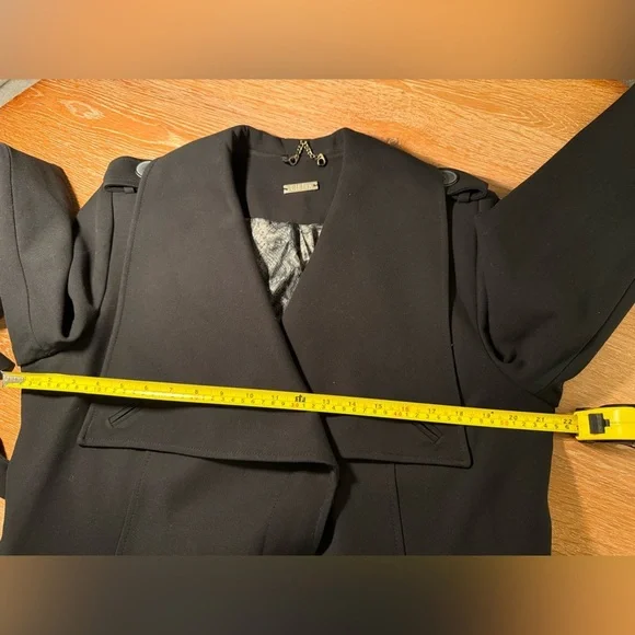 Lilian by Debenhams Black Belted Coat / Trench-Style Jacket – Tailored – Heavy - Picture 8 of 11